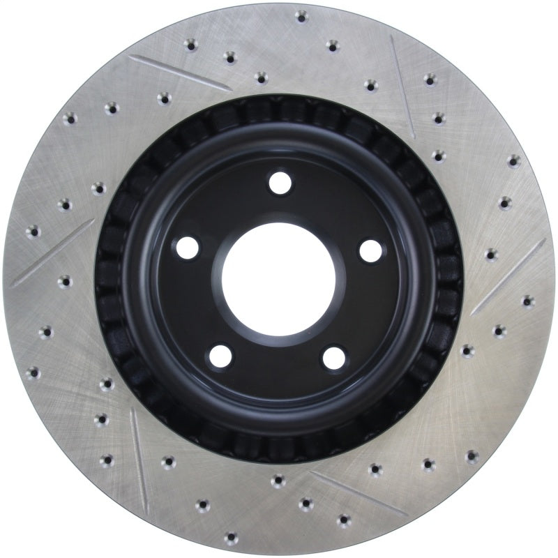StopTech Power Slot 05-07 Cadillac XLR / 06-09 Chevy Corvette Front Right Drilled & Slotted Rotors-Brake Rotors - Slot & Drilled-Grocery Getter Performance
