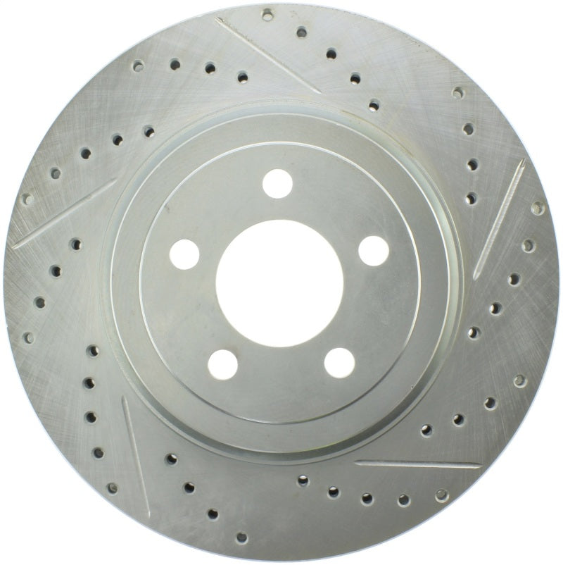 StopTech Select Sport 10-14 Dodge Challenger Drilled and Slotted Front Left Brake Rotor-Brake Rotors - Slot & Drilled-Grocery Getter Performance