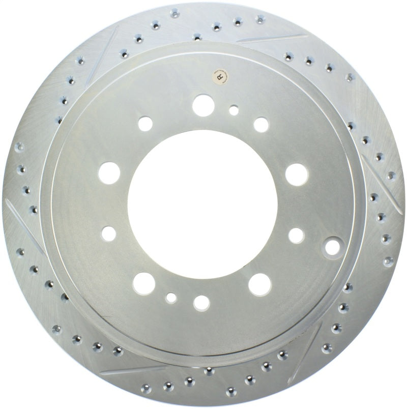 StopTech Select Sport 13-17 Toyota Land Cruiser Drilled / Slotted Rear Passenger-Side Brake Rotor-Brake Rotors - Slot & Drilled-Grocery Getter Performance