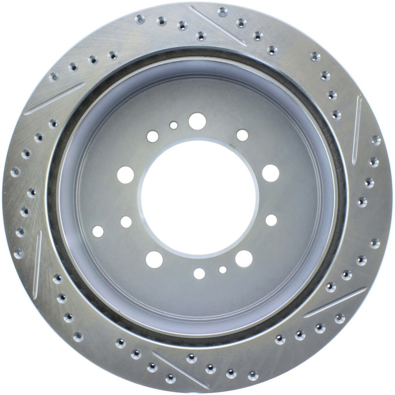 StopTech Select Sport 13-17 Toyota Land Cruiser Drilled / Slotted Rear Passenger-Side Brake Rotor-Brake Rotors - Slot & Drilled-Grocery Getter Performance