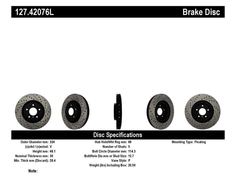 StopTech Slotted & Drilled Sport Brake Rotor-Brake Rotors - Slot & Drilled-Grocery Getter Performance
