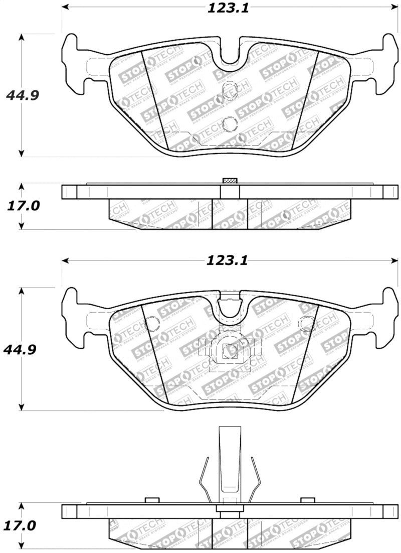 StopTech Street Touring 01-02 BMW Z3 / 03-09 Z4 / 10/90-07 3 Series Rear Brake Pads-Brake Pads - OE-Grocery Getter Performance