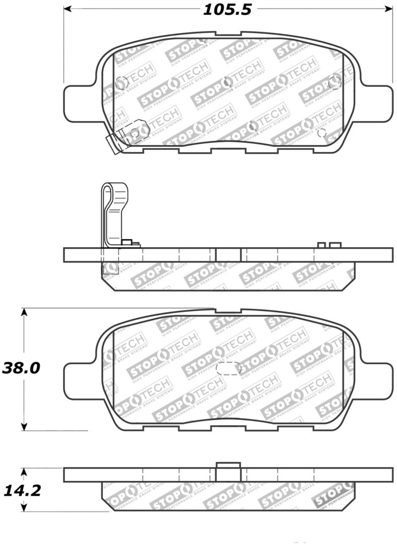 StopTech Street Touring 6/02-08 350z / 01-08 G35 Rear Brake Pads-Brake Pads - OE-Grocery Getter Performance