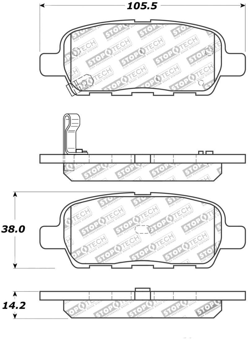 StopTech Street Touring 6/02-08 350z / 01-08 G35 Rear Brake Pads-Brake Pads - OE-Grocery Getter Performance