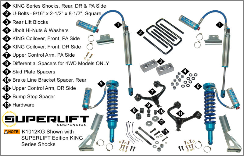 Superlift 05-20 Toyota Tacoma 4WD (Excl TRD Pro Models) - w/ King Shocks 3in Lift Kit-Lift Kits-Grocery Getter Performance