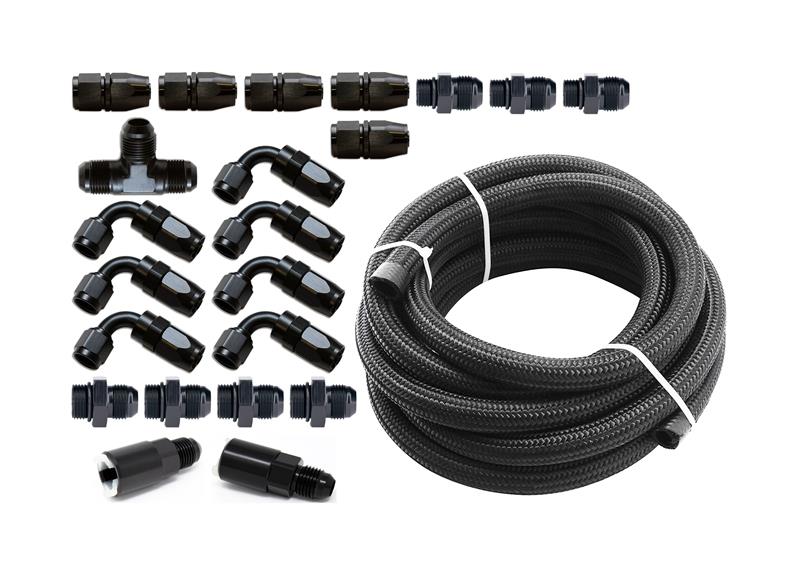 Torque Solution Braided Fuel Line Kit for -6 Aeromotive FPR & Flex Fuel Kit - 02-14 Subaru WRX-Flex Fuel Kit-Grocery Getter Performance
