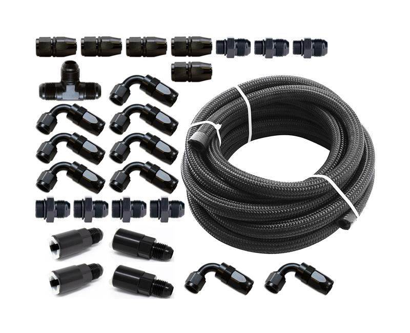 Torque Solution Braided Fuel Line Kit for -6 Aeromotive FPR & Flex Fuel Kit - 02-14 Subaru WRX-Flex Fuel Kit-Grocery Getter Performance
