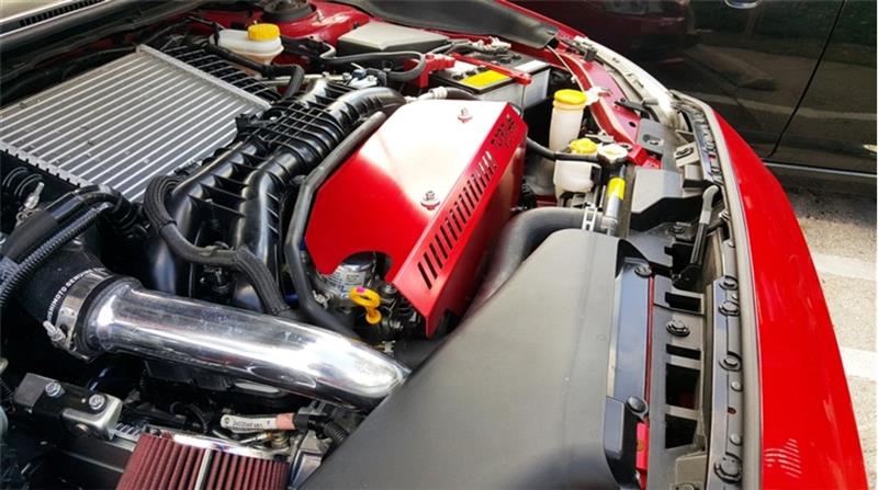 Torque Solution Engine Pulley Cover 2015+ Subaru WRX/2014+ Forester XT - Red-Engine Covers-Grocery Getter Performance