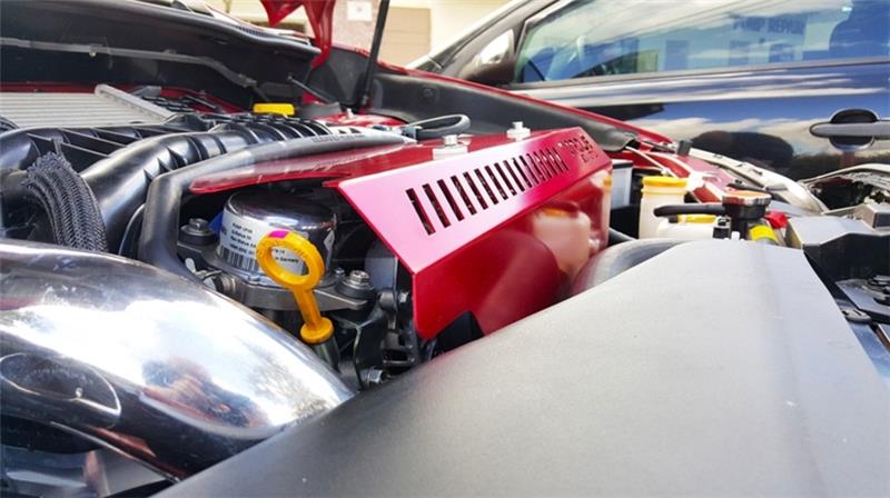 Torque Solution Engine Pulley Cover 2015+ Subaru WRX/2014+ Forester XT - Red-Engine Covers-Grocery Getter Performance