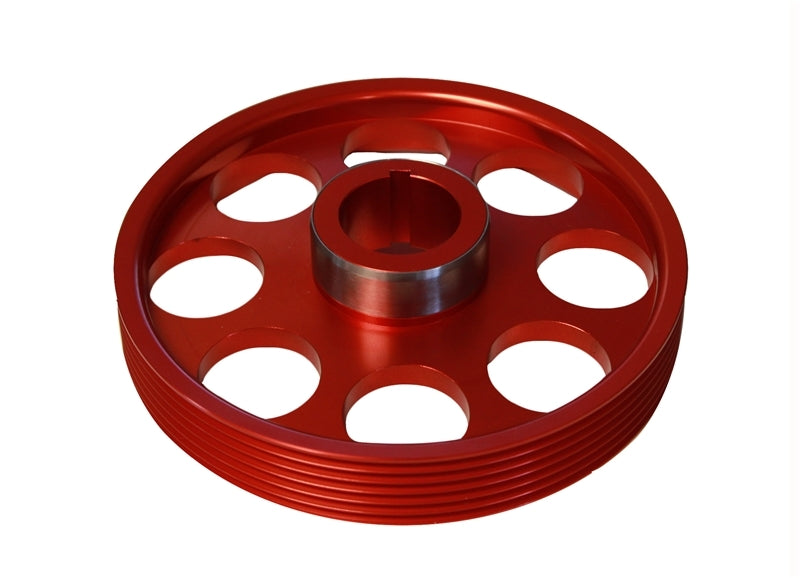 Torque Solution Lightweight Crank Pulley (Red): Hyundai Genesis Coupe 3.8 2010+-Pulleys - Crank, Underdrive-Grocery Getter Performance