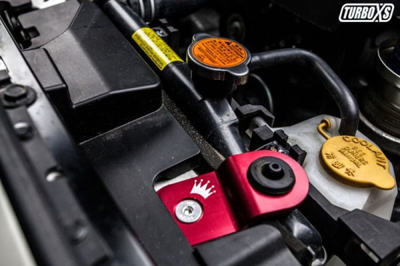 Turbo XS 15-16 Subaru WRX/STI Billet Aluminum Radiator Stay - Red-Radiator Stays-Grocery Getter Performance
