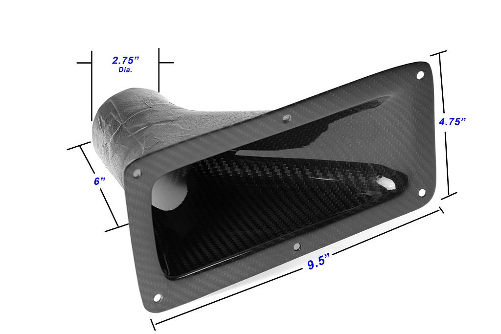 Universal Fitment 9.25" X 4.75" Carbon Fiber Air Inlet Duct w/ Flange-Air ducts-Grocery Getter Performance