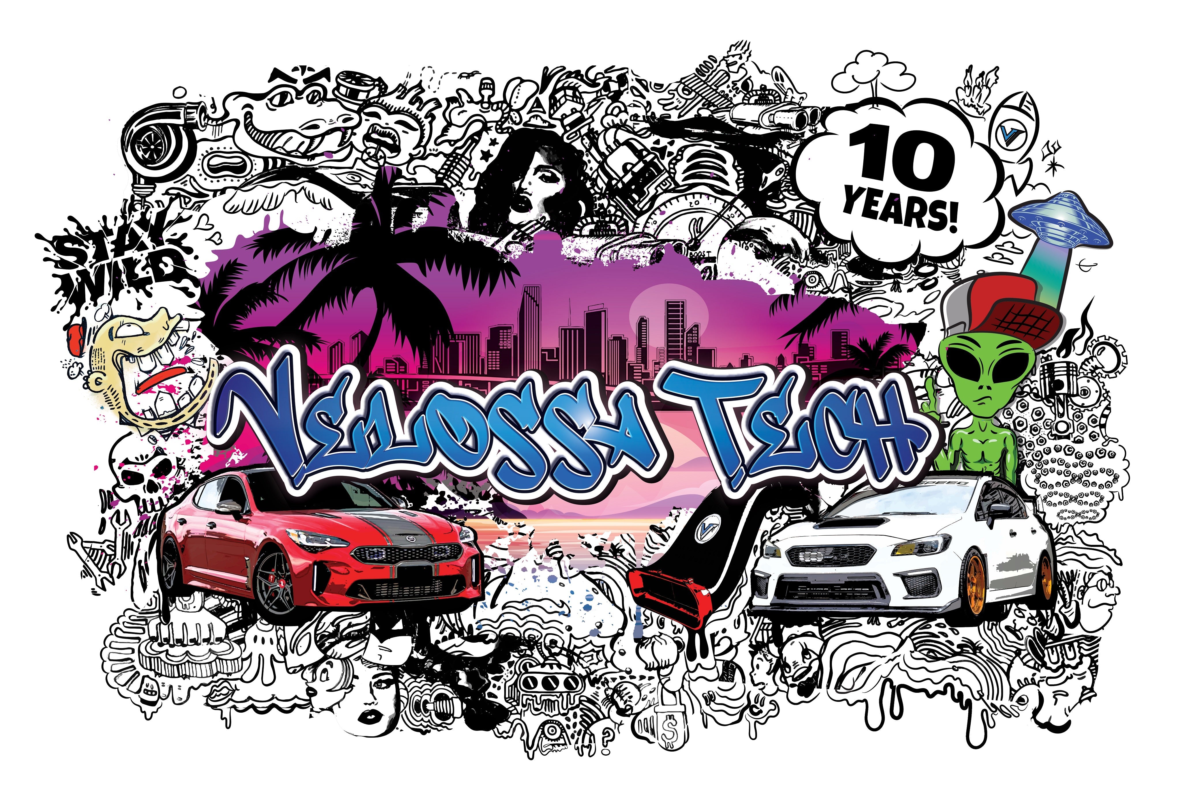 Velossa Tech 10th Anniversary Miami Street Art BIG MOUTH Graphic Hoodie-Apparel-Grocery Getter Performance
