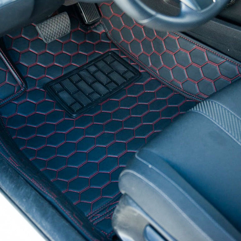 2015+ Dodge Charger Custom Honeycomb Leather Floor Mat Liners