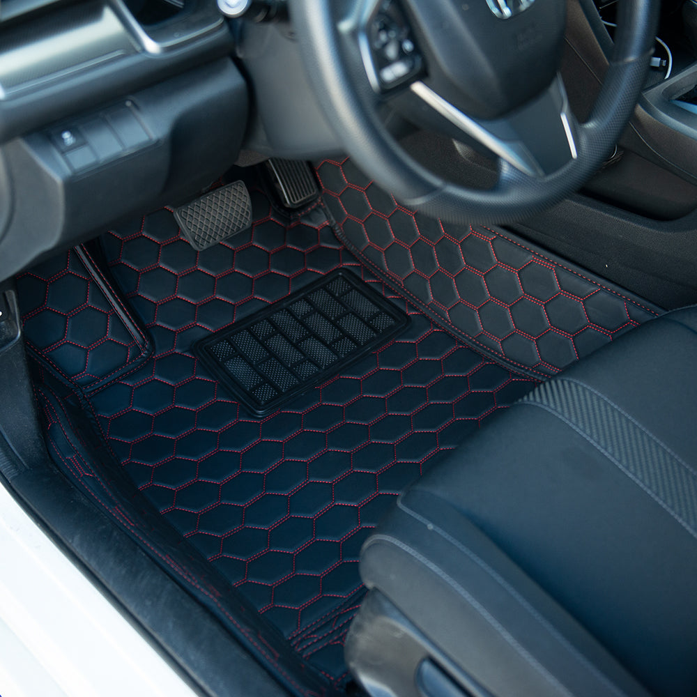 2016-21 Honda Civic Custom Honeycomb Leather Floor Mat