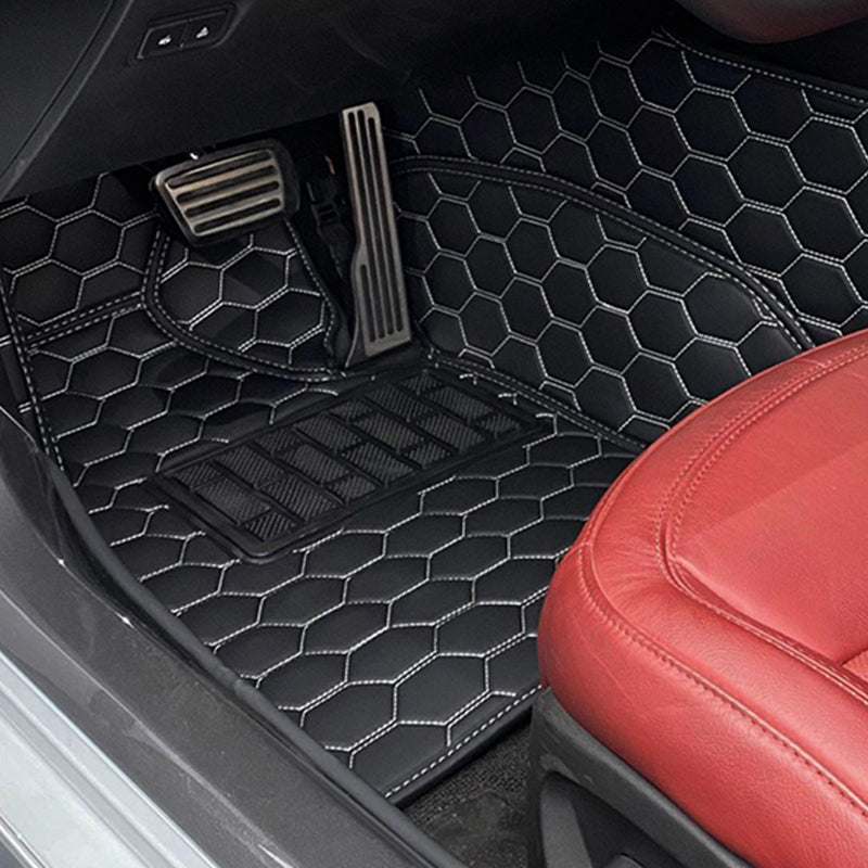 Tesla Model Y Custom Honeycomb Leather Floor Mat