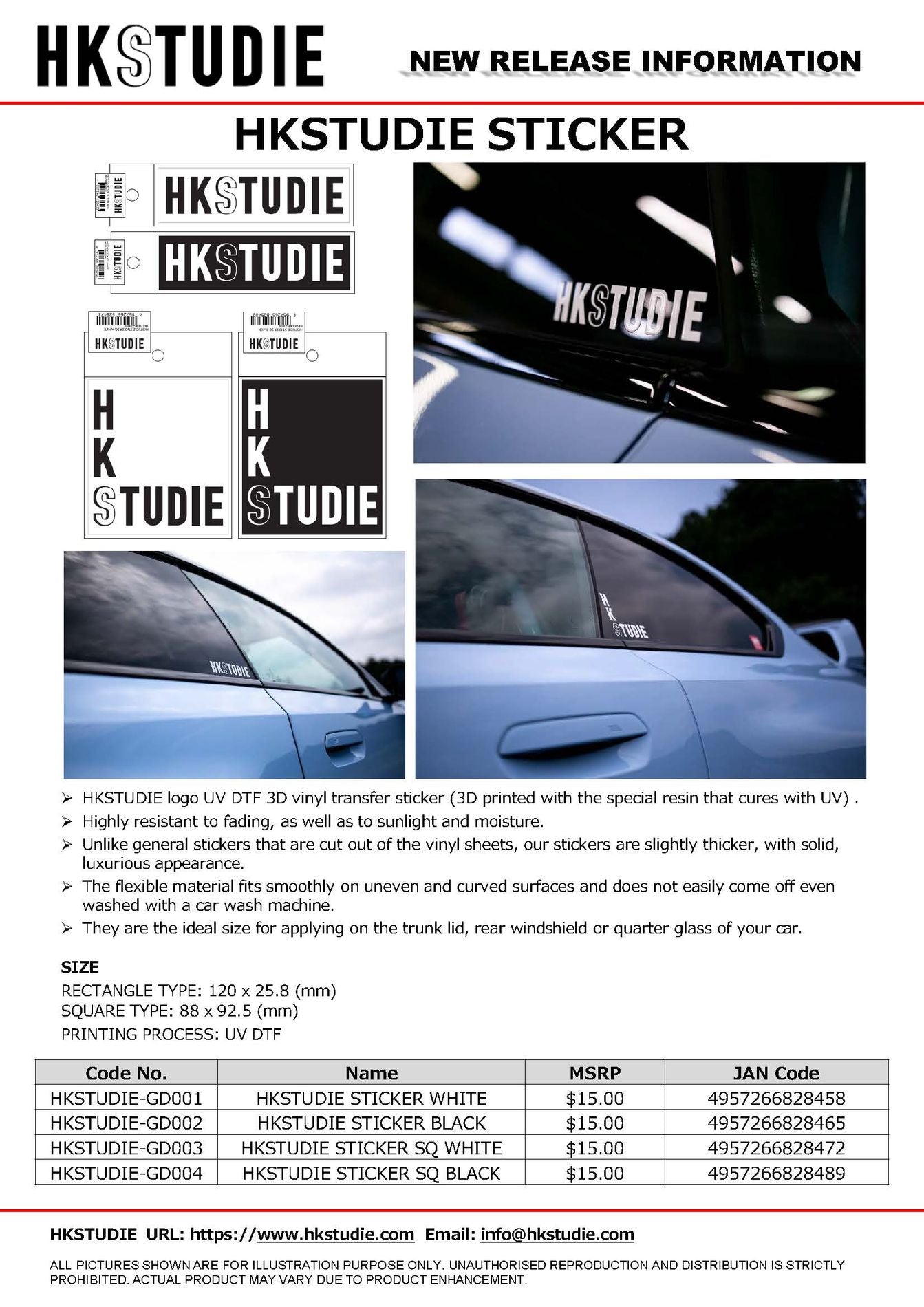 HKSTUDIE STICKER SQ WHITE
